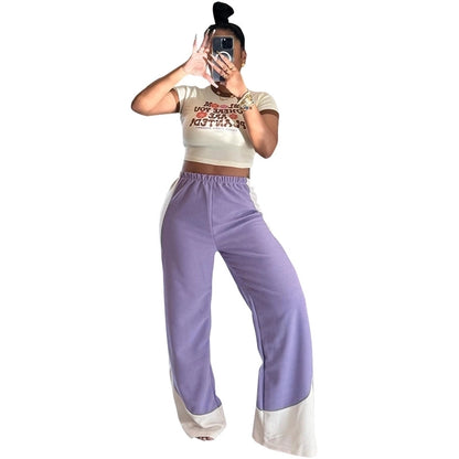 Women's Daily Streetwear Color Block Full Length Casual Pants