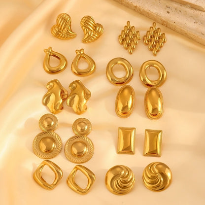 1 Pair Retro Simple Style Classic Style Geometric 304 Stainless Steel 18K Gold Plated Ear Studs