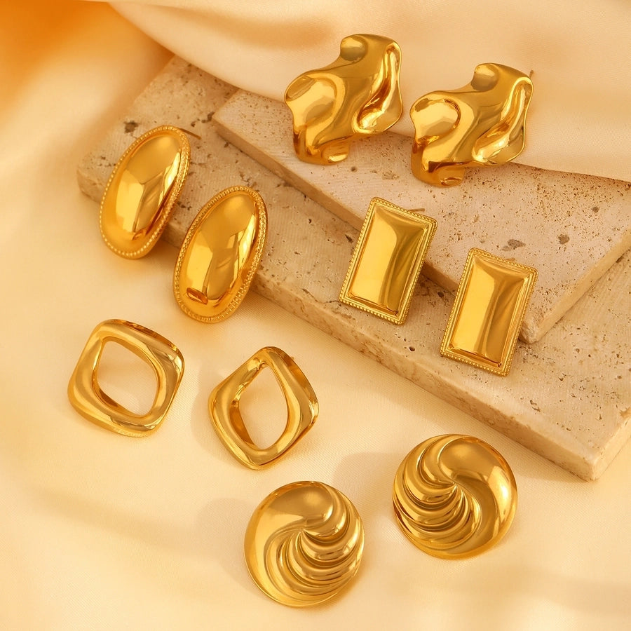 1 Pair Retro Simple Style Classic Style Geometric 304 Stainless Steel 18K Gold Plated Ear Studs