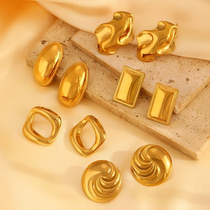 1 Pair Retro Simple Style Classic Style Geometric 304 Stainless Steel 18K Gold Plated Ear Studs