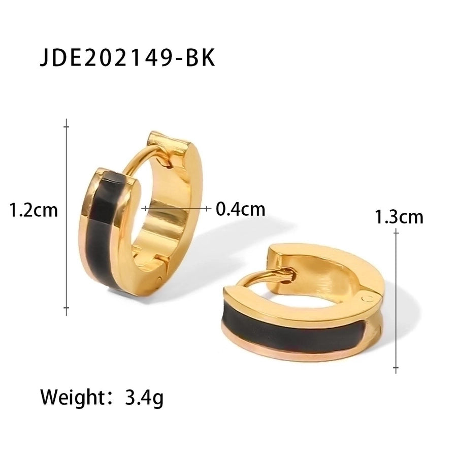 Fashion Round Enamel Gold Plated 304 Stainless Steel Earrings