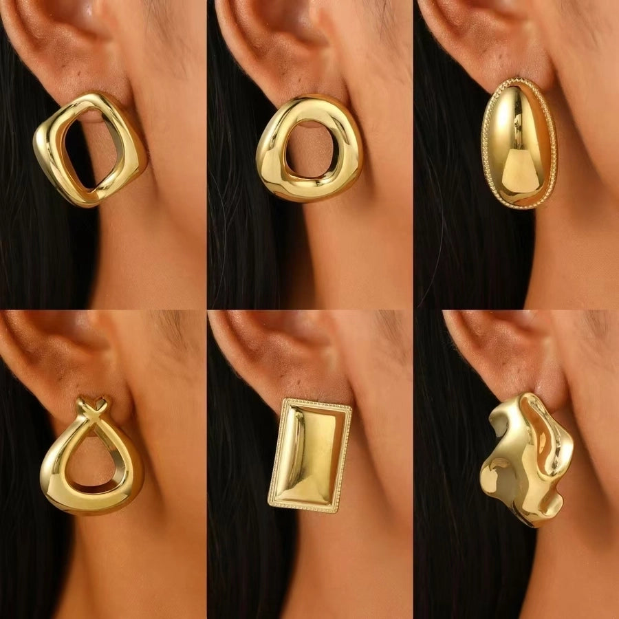 1 Pair Retro Simple Style Classic Style Geometric 304 Stainless Steel 18K Gold Plated Ear Studs